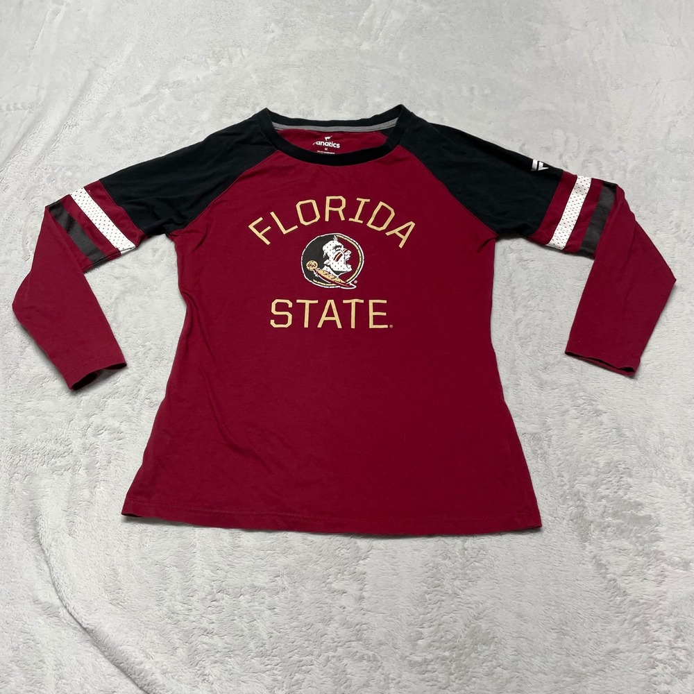 Fanatics Florida State Seminoles T-Shirt Womens Medium Maroon Long Sleeve Raglan